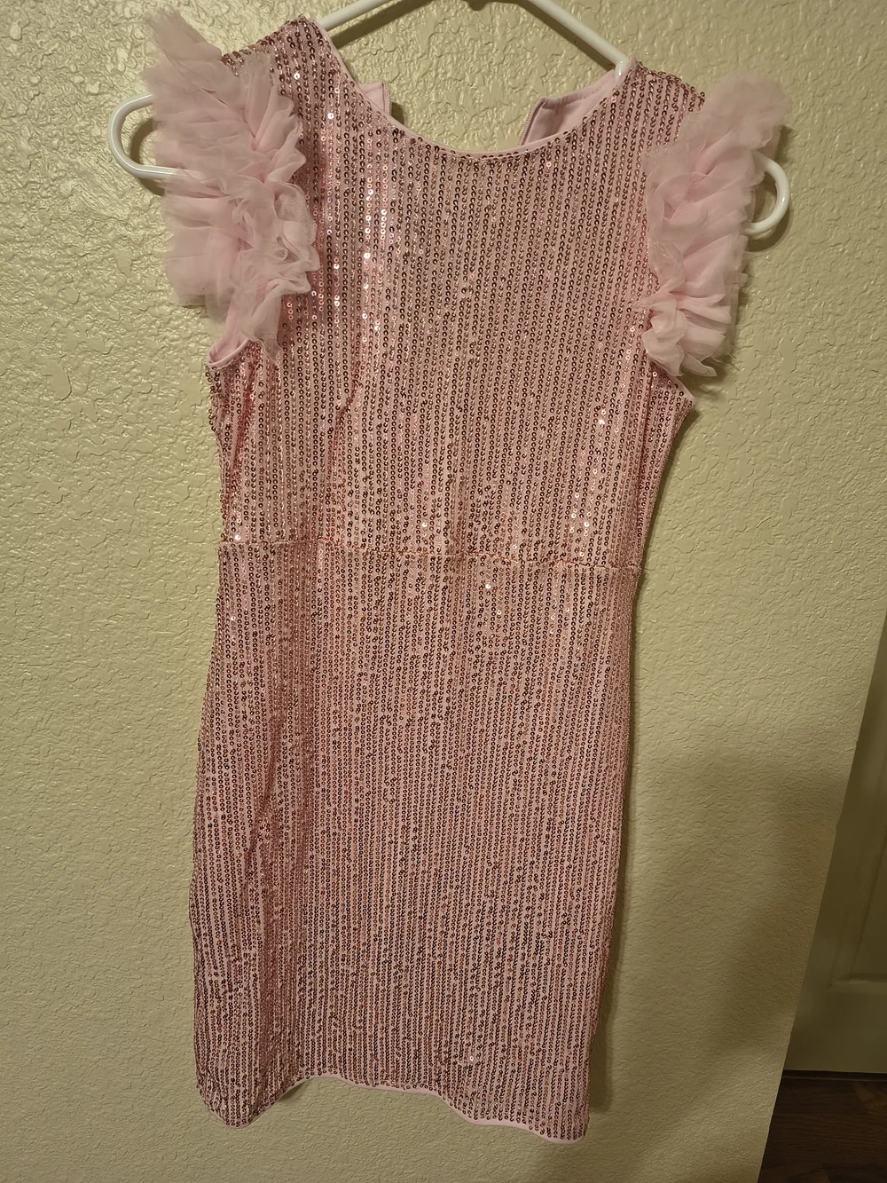 Grace Karin Pink Sequin Ruffle Sleeve Girls Party Dress